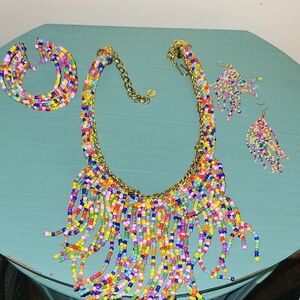 Sassy Jones Vibrant Multicolor Beaded Necklace Set